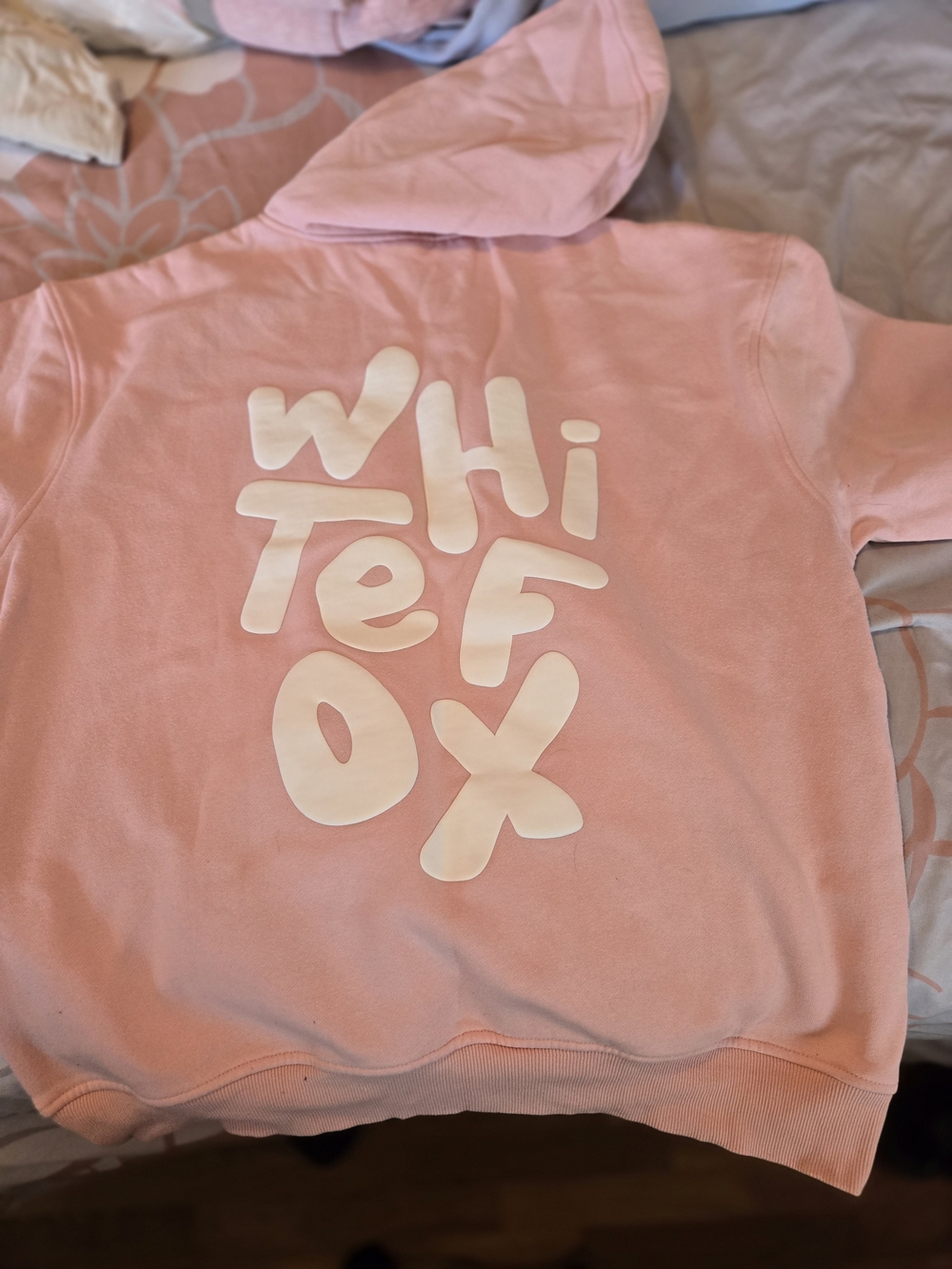 White Fox Hoodie Pink With White Letters Womens Sz. L/XL